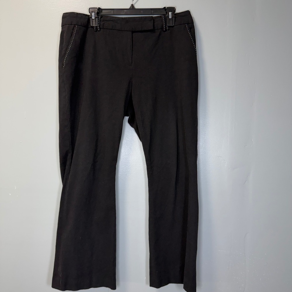 Peter Nygard Petites Black‎ Dress Pants White Contrast Stitching Size 14P